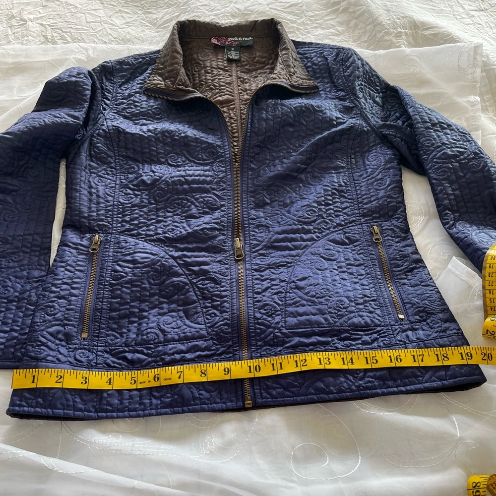 Peck & Peck Egyptian Blue(purplish) Long Sleeve Front Zip Light Weight Jacket - Picture 7 of 14